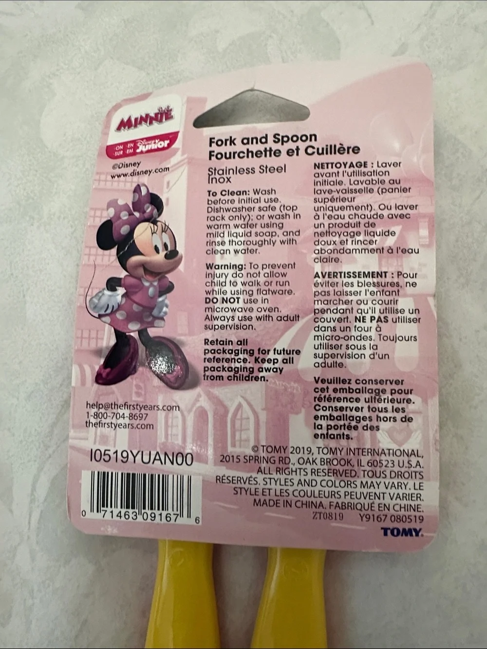 Disney Minnie Kids Fork & Spoon Set in Pink and Yellow